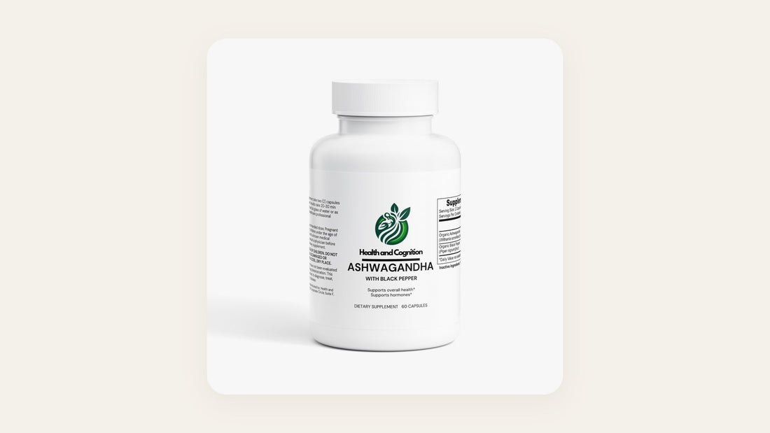 Health and Cognition Ashwagandha supplement bottle