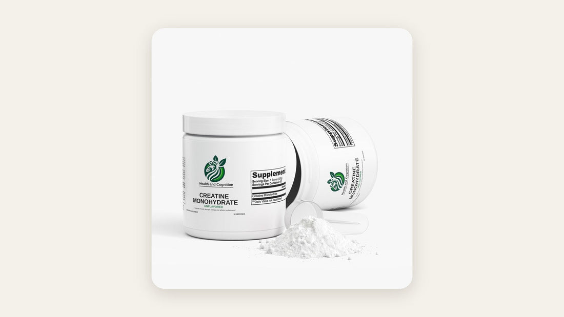 Health and Cognition Creatine Monohydrate jars with creatine powder