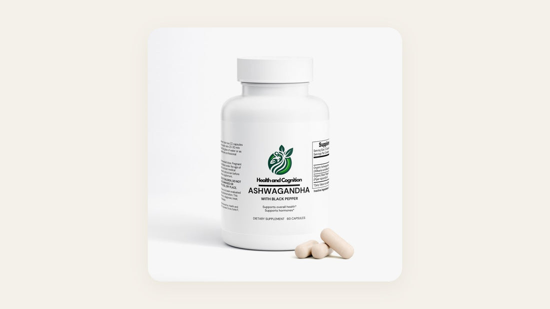 Health and Cognition Ashwagandha bottle with capsules