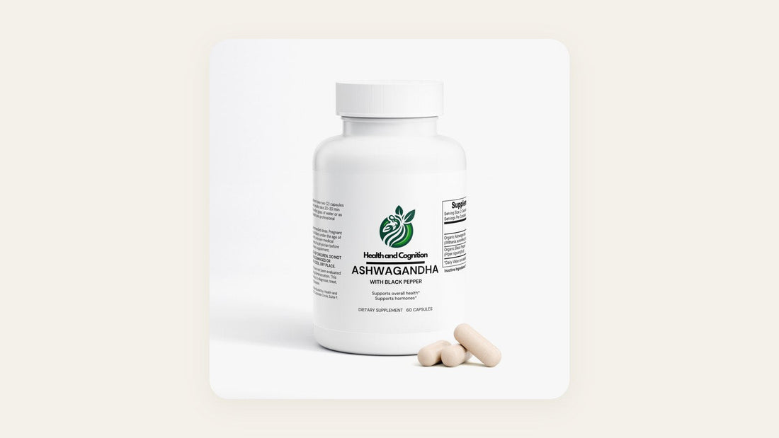 Health and Cognition Ashwagandha bottle with capsules