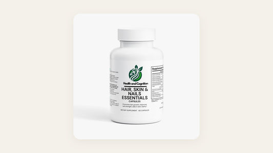 Health and Cognition Hair, Skin and Nails Essentials biotin supplement bottle