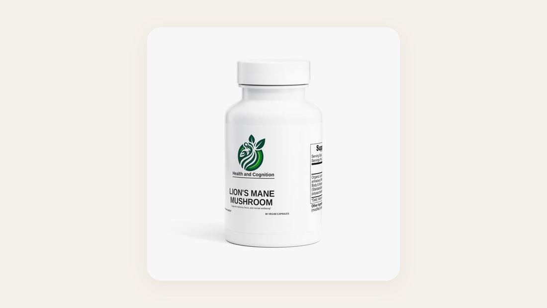 Health and Cognition Lion's Mane Mushroom supplement bottle