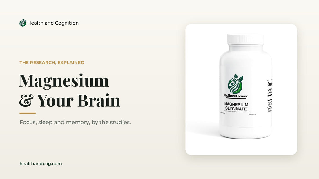 Health & Cognition Magnesium Glycinate capsules bottle for focus, sleep and memory support