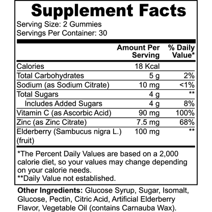 Elderberry & Vitamin C Gummies - Health and Cognition